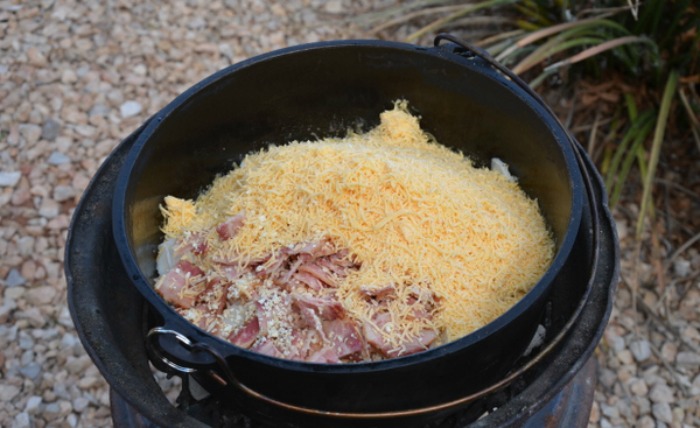 Dutch oven cooking setup. Don't forget to keep the coffee warm