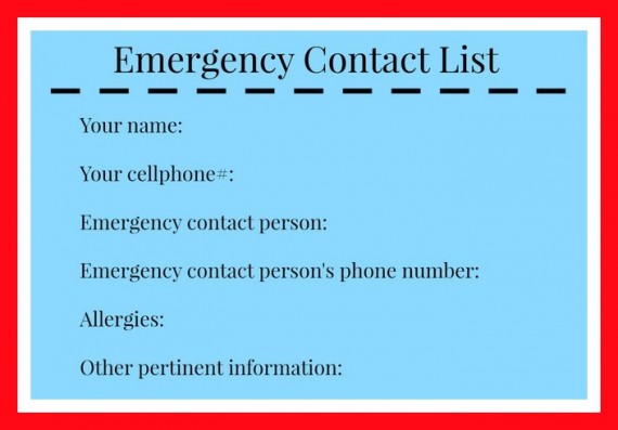 Emergency Hiking List