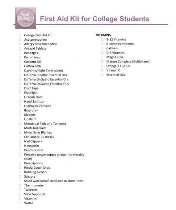 What Should I Put In My College First Aid Kit | by FoodStorageMoms.com