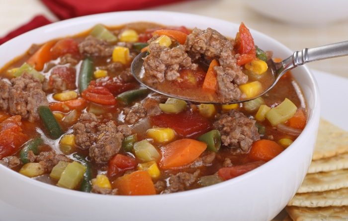 Quick And Easy Beefy Slow Cooker Soup Recipe - Food Storage Moms