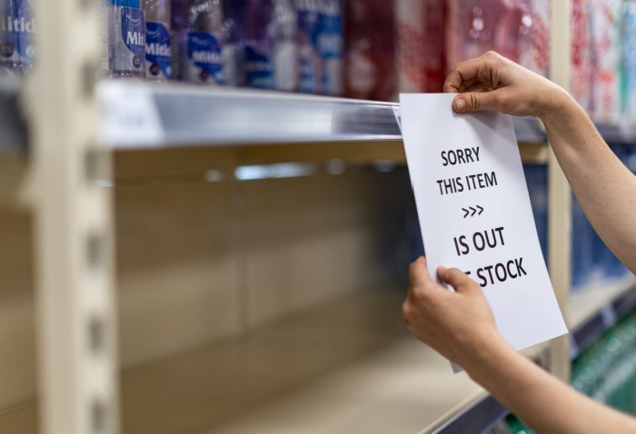 Empty Grocery Store Shelf