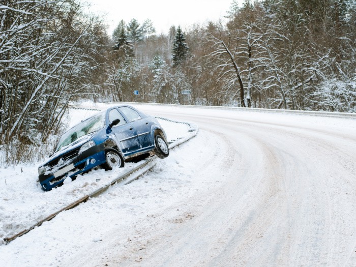 Icy Snowy Roads With Car