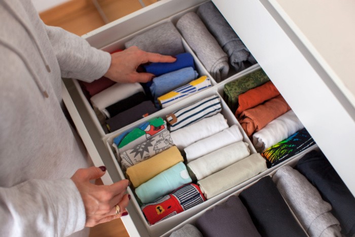 Drawer With Clothes Organized